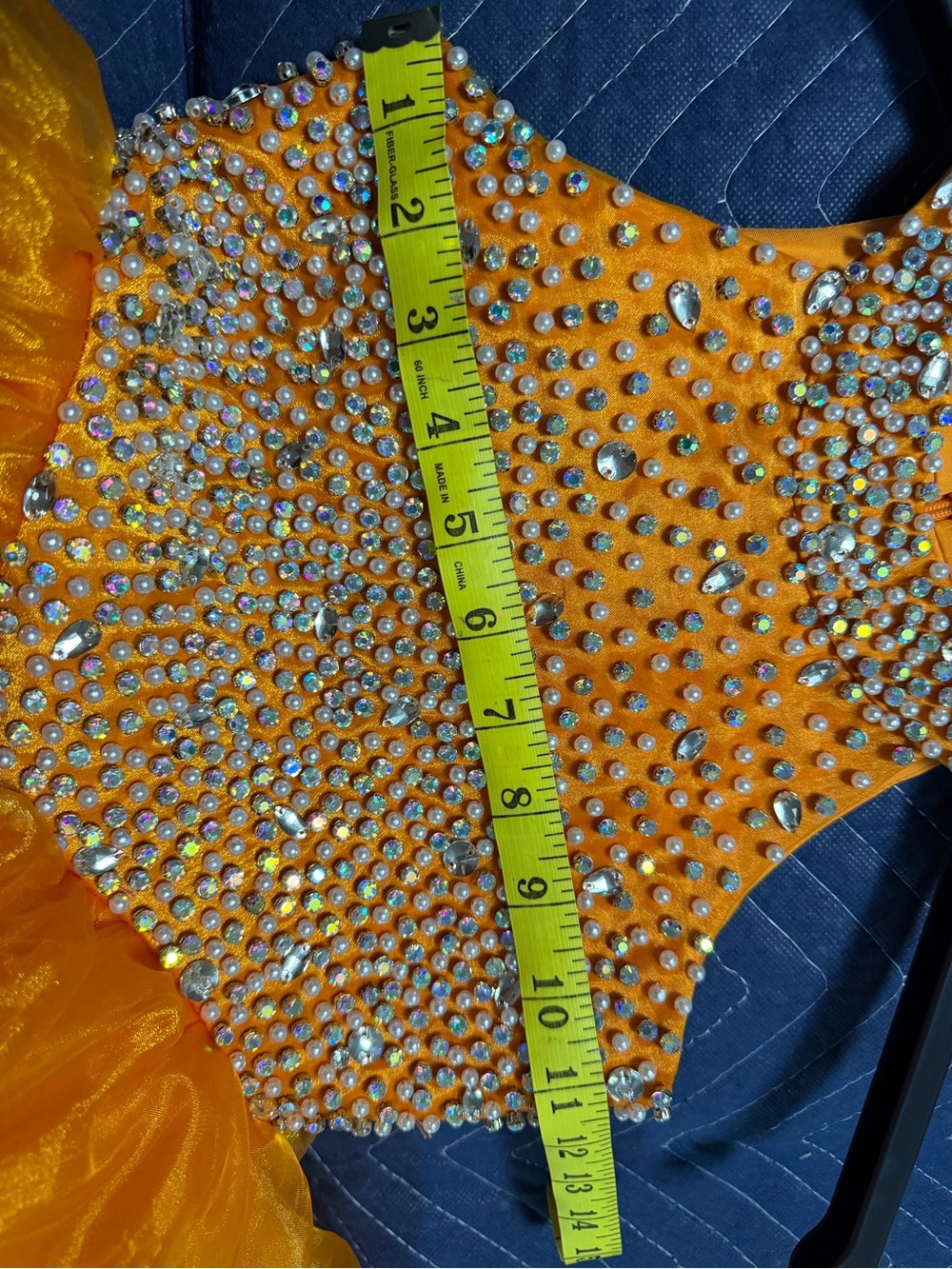 Girls' Orange Jeweled Formal Dress - Sparkling Tulle Skirt